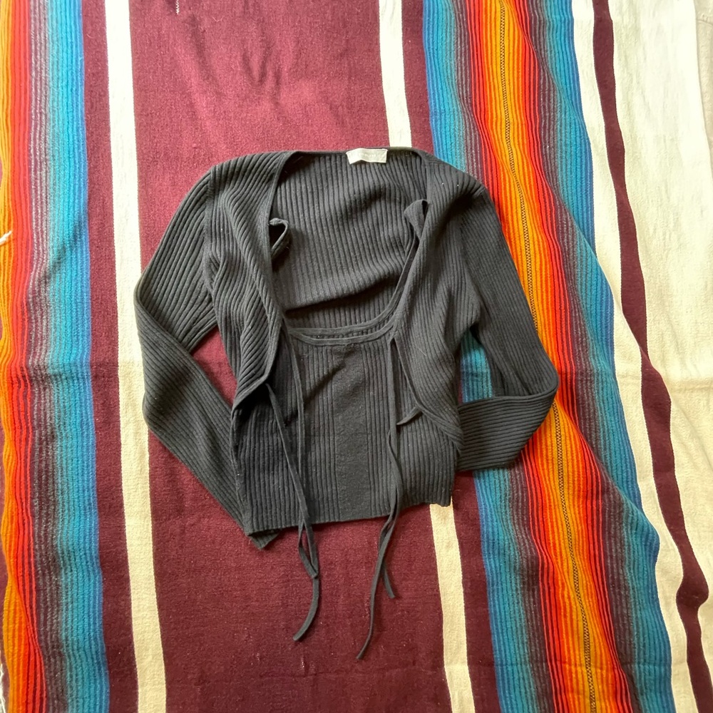 Everlane Cotton-Merino Front Tie Sweater Set